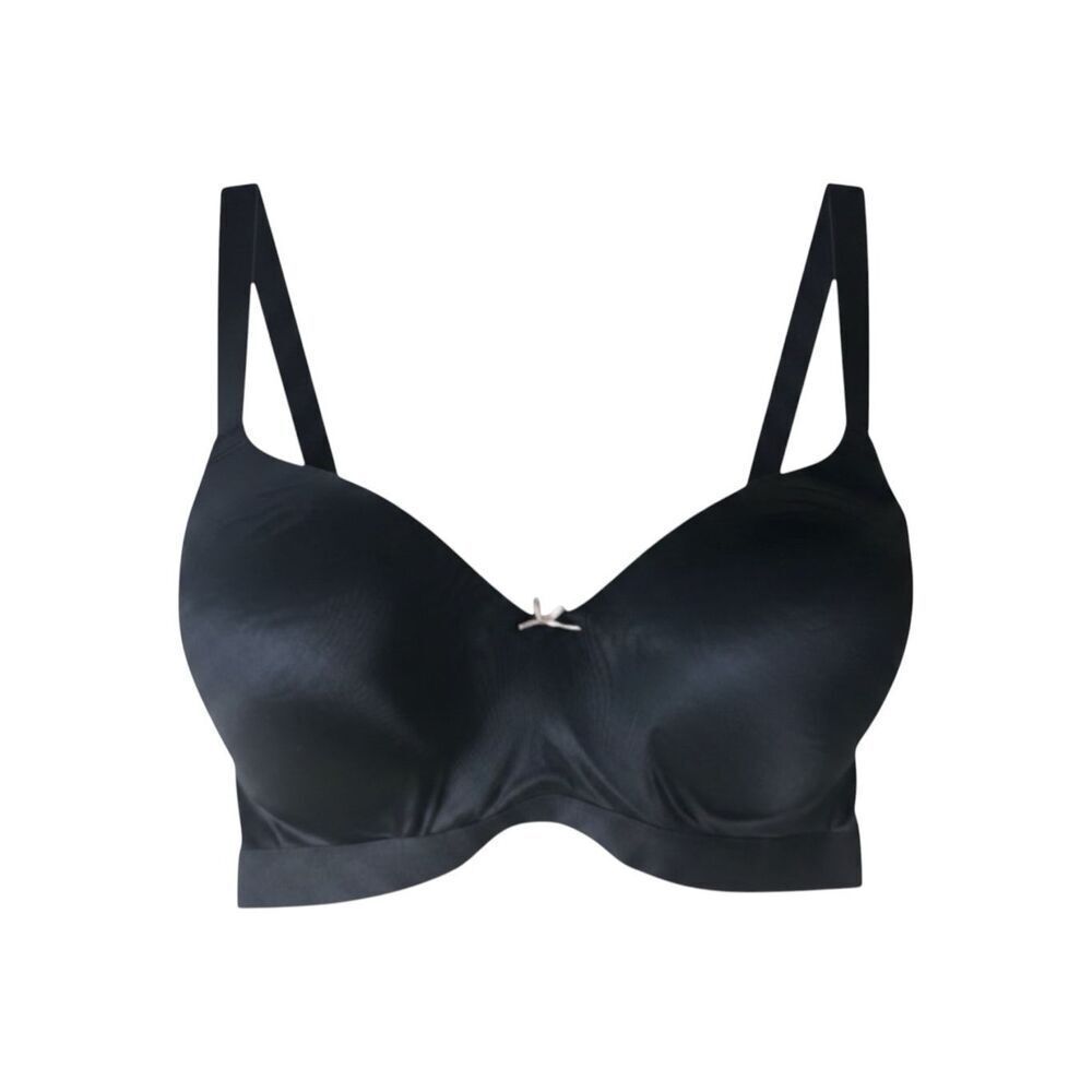 Cacique Black Balconette Bra 40H Hiden Underwires Lightly Padded Shaped Cups